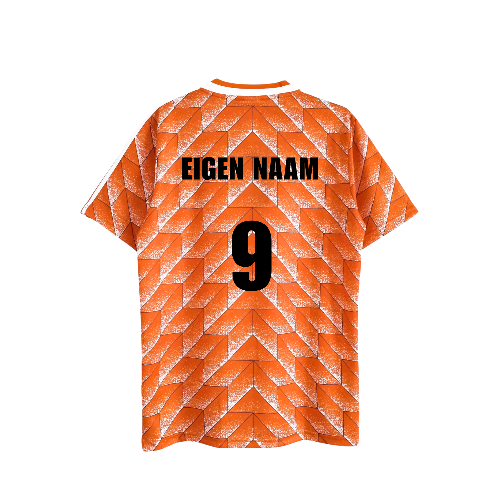 EK 88 Replica Shirt met Zwarte Opdruk Achterkant- Iconisch Oranje Voetbalshirt uit 1988 - Personaliseerbaar en Uniek - Perfect voor Fans van het Nederlands Elftal - Hoogwaardige Kwaliteit en Gedetailleerde Afwerking